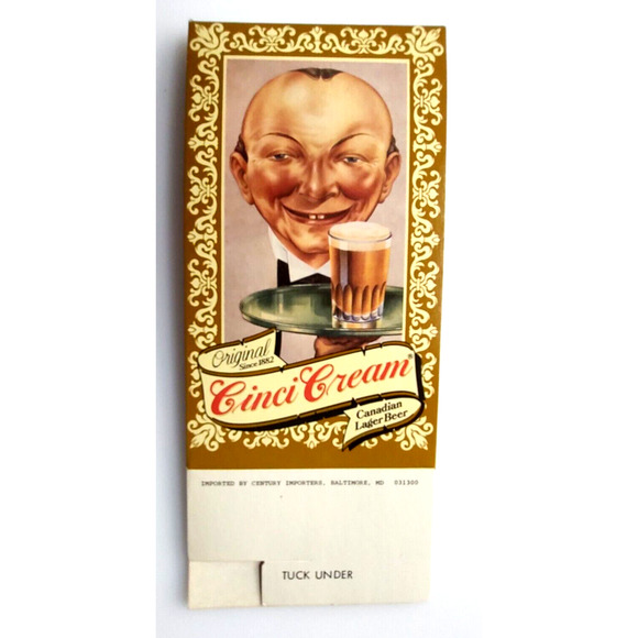 Cinci Cream Canadian Lager Beer Handsome Waiter Table Sign Advertising Vintage - Picture 3 of 4